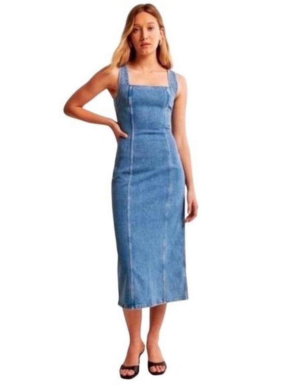 Abercrombie & Fitch Blue Denim Midi Dress